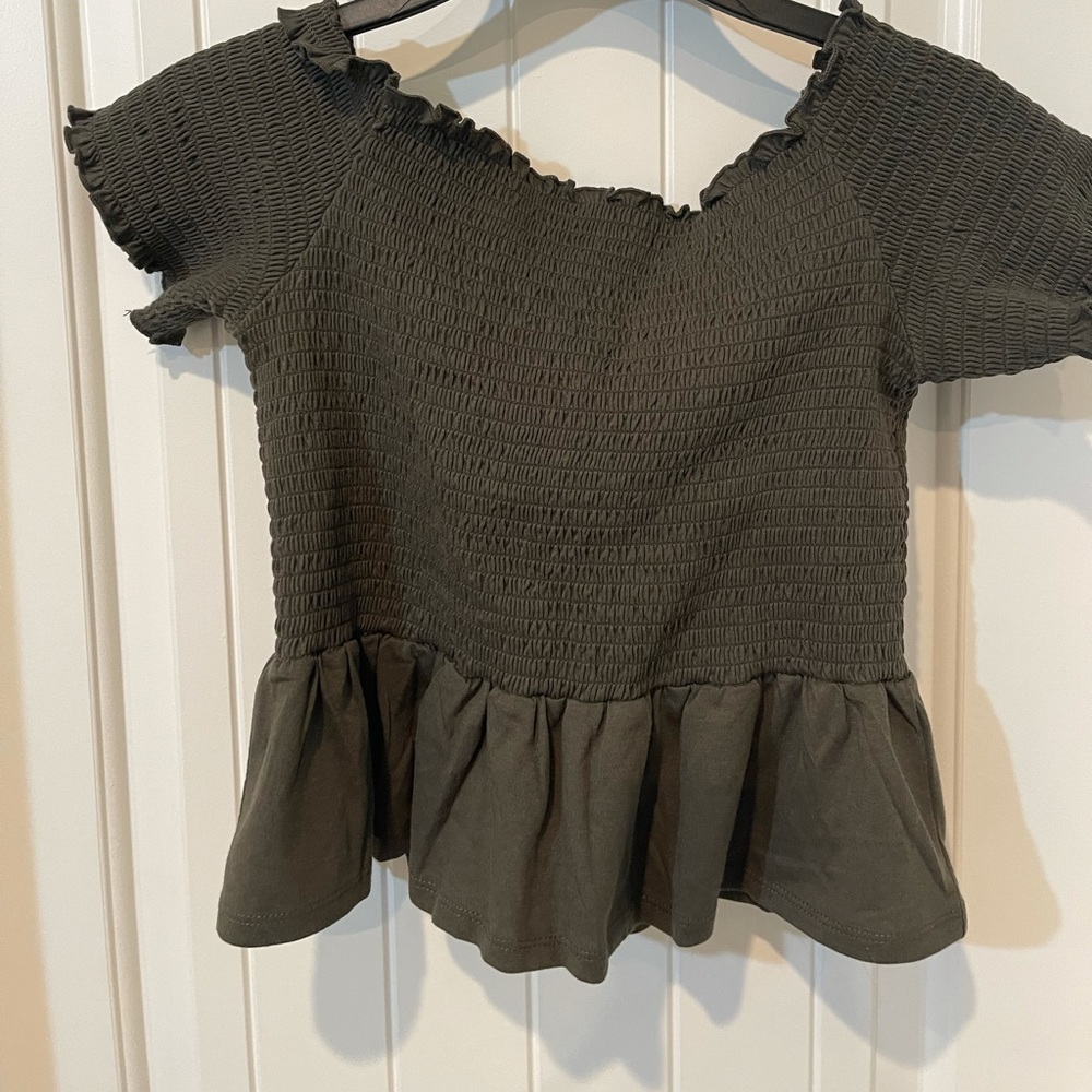 Olive green off the shoulder top size M